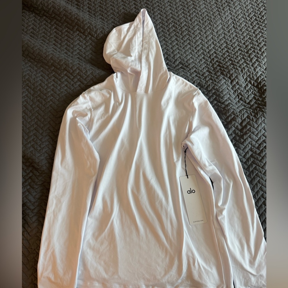 Men’s Alo White Hooded Pullover | Size: Men’s Small | NWT